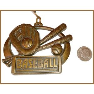 Vintage‎ Bronze Baseball Trophy Pendant